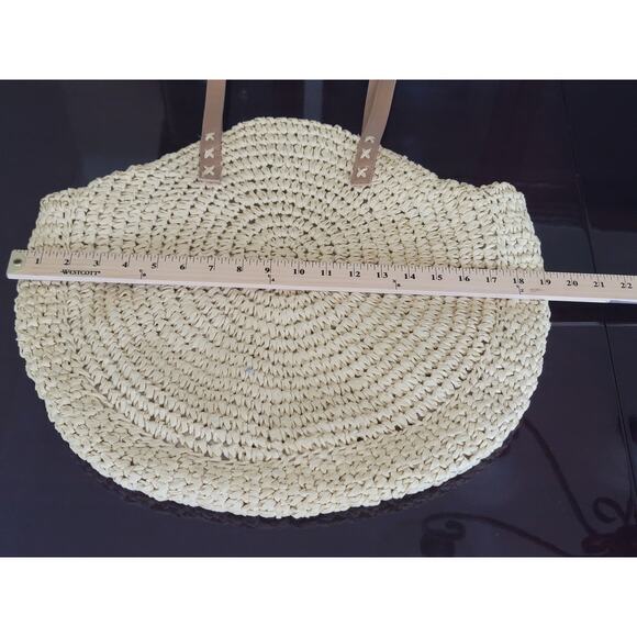BOHO Woven Straw Large Tote Shoulder Bag Strap Handle Magnetic Snap Clasp - Picture 12 of 15